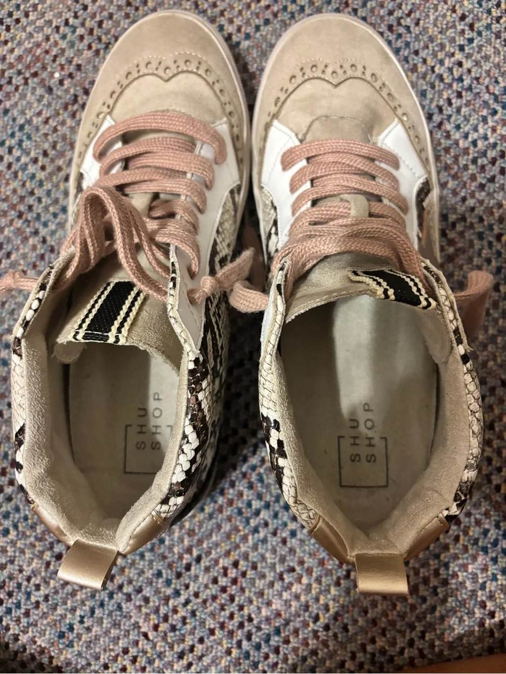 Shu shop Snake-Print High Top Sneakers in Neutral Tones